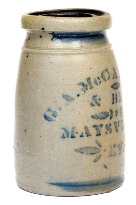 G. A. McCARTHEY & BRO. / MAYSVILLE, KY Stoneware Canning Jar