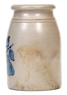 Fine Greensboro, PA Stoneware Canning Jar with Stenciled Pears Decoration