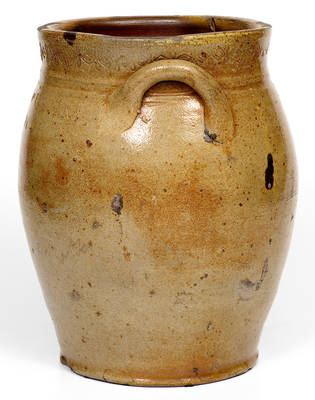 PAUL CUSHMAN Stoneware Jar with Coggled Decoration, Albany, NY, circa 1810