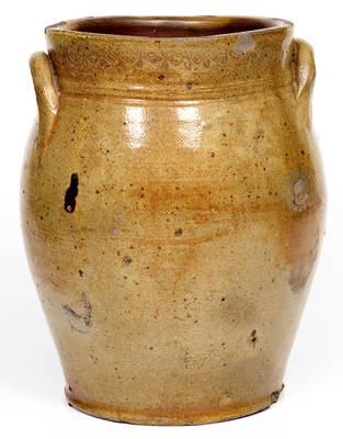 PAUL CUSHMAN Stoneware Jar with Coggled Decoration, Albany, NY, circa 1810