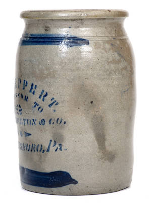 1 Gal. T. F. REPPERT / SUCCESSOR TO JAS. HAMILTON & CO. / GREENSBORO, PA Stoneware Jar