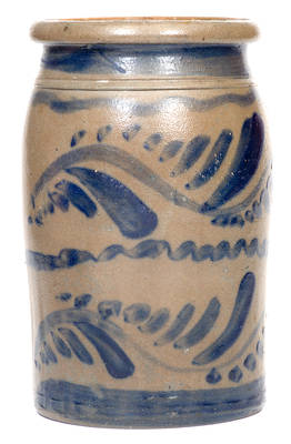 1 Gal. Stoneware Jar with Elaborate Cobalt Vine Decoration, Western PA or West Virginia Origin