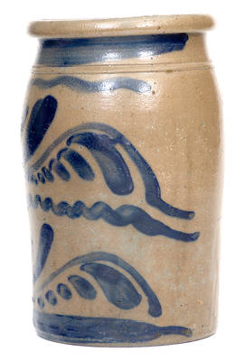 1 Gal. Stoneware Jar with Elaborate Cobalt Vine Decoration, Western PA or West Virginia Origin