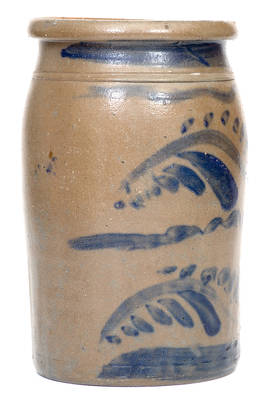 1 Gal. Stoneware Jar with Elaborate Cobalt Vine Decoration, Western PA or West Virginia Origin