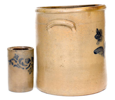 Lot of Two: Greensboro, PA Stoneware Canning Jar and 4 Gal. Stoneware Crock att. Jane Lew, WV