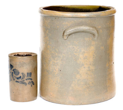 Lot of Two: Greensboro, PA Stoneware Canning Jar and 4 Gal. Stoneware Crock att. Jane Lew, WV