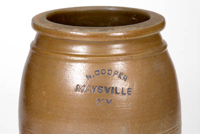 Lot of Two: 2 Gal. CATLETTSBURG, KY POTTERY CO. Stoneware Jar and N. COOPER / MAYSVILLE, KY Stoneware Jar