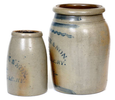 Lot of Two: Rare JOS. FRANK & SON / MAYSVILLE, KY Stoneware Jars
