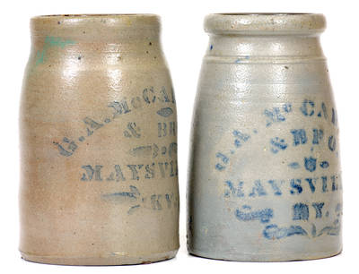 Lot of Two: G. A. MCCARTHEY & BRO. / MAYSVILLE, KY Stoneware Canning Jars