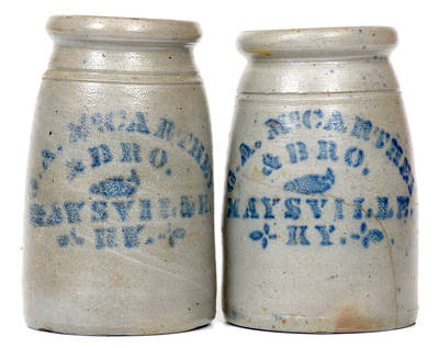 Lot of Two: G. A. MCCARTHEY & BRO. / MAYSVILLE, KY Stoneware Canning Jars