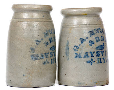 Lot of Two: G. A. MCCARTHEY & BRO. / MAYSVILLE, KY Stoneware Canning Jars