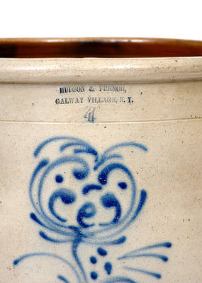 Very Rare HUDSON & FRENCH / GALWAY VILLAGE, NY Stoneware Jar