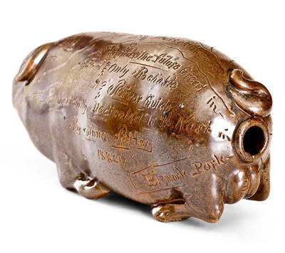 Important Anna Pottery Thomas Nast Pig Bottle