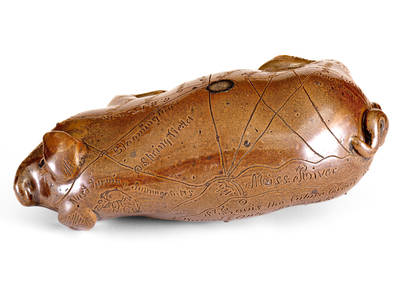 Important Anna Pottery Thomas Nast Pig Bottle