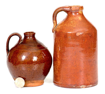 Lot of Two: Small-Sized Glazed Redware Jugs