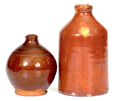 Lot of Two: Small-Sized Glazed Redware Jugs