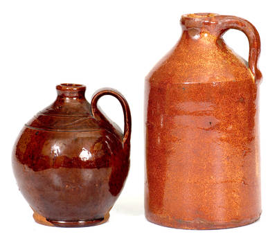 Lot of Two: Small-Sized Glazed Redware Jugs