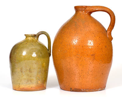 Lot of Two: Glazed Redware Jugs