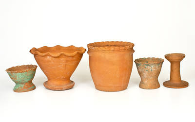 Lot of Five: Redware Objects attrib. Kimler Pottery, Smithsburg, Maryland