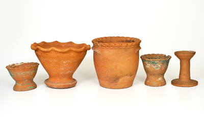 Lot of Five: Redware Objects attrib. Kimler Pottery, Smithsburg, Maryland