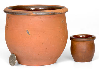 Lot of Two: L. KOPP Redware Jars (Lineboro, MD or York County, PA)