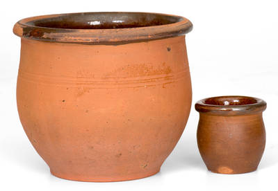 Lot of Two: L. KOPP Redware Jars (Lineboro, MD or York County, PA)