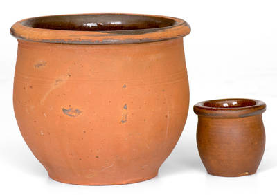 Lot of Two: L. KOPP Redware Jars (Lineboro, MD or York County, PA)