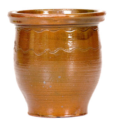 Unusual Pint-Sized Redware Cream Jar Inscribed "A. B. / 1868," probably Virginia origin