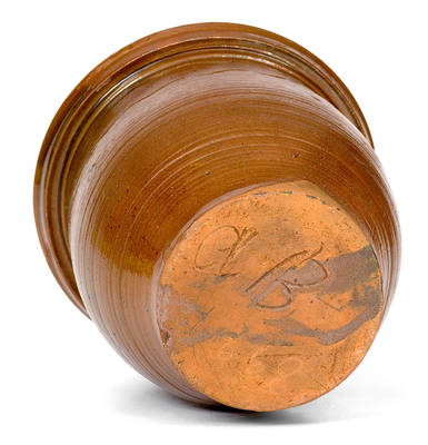Unusual Pint-Sized Redware Cream Jar Inscribed "A. B. / 1868," probably Virginia origin