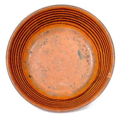 American Redware Bowl with Manganese Slip Decoration