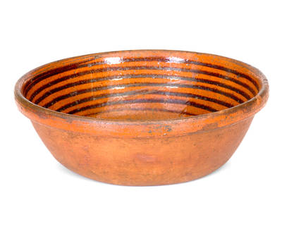 American Redware Bowl with Manganese Slip Decoration