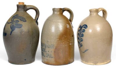 Lot of Three: Beaver, PA Stoneware Jugs incl. S. JOHNSTON & SON Example