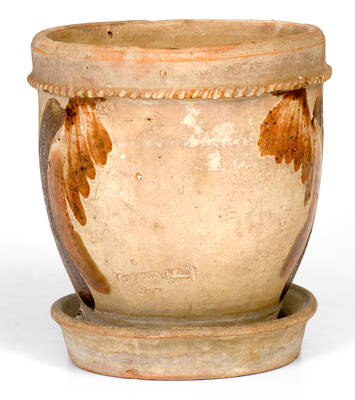 SOLOMON BELL / STRASBURG, VA Redware Flowerpot