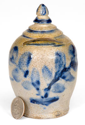 Very Rare Baltimore Stoneware Bank with Floral Decoration, c1840
