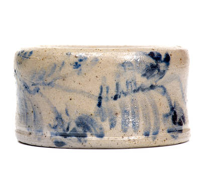 Very Fine Miniature Baltimore Stoneware Spittoon w/ Profuse Floral Decoration