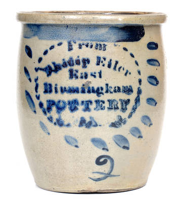 FROM PHILIP EILER / EAST BIRGMINGHAM POTTERY (Pittsburgh, PA) Stoneware Cream Jar