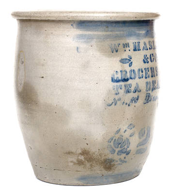 WM. HASLAGE & CO. / GROCERS AND TEA DEALERS Pittsburgh, PA Stoneware Advertising Jar