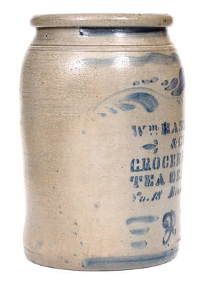 WM. HASLAGE & CO. / GROCERS AND TEA DEALERS Pittsburgh, PA Stoneware Advertising Jar