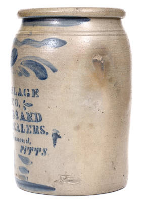 WM. HASLAGE & CO. / GROCERS AND TEA DEALERS Pittsburgh, PA Stoneware Advertising Jar