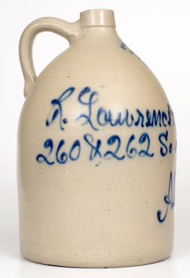 WEST TROY POTTERY Stoneware Jug w/ Script Albany, NY Advertising