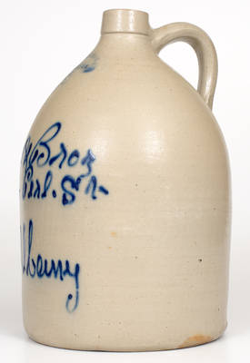 WEST TROY POTTERY Stoneware Jug w/ Script Albany, NY Advertising