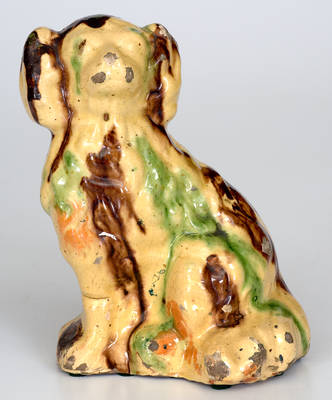 Multi-Glazed Redware Spaniel, Virginia or Pennsylvania origin