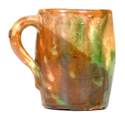 Strasburg, Virginia Multi-Glazed Redware Mug, circa 1890