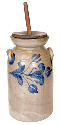 W. H. LEHEW & CO. / STRASBURG, VA Stoneware Churn w/ Elaborate Decoration