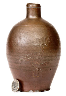 Rare North Carolina Stoneware Jug w/ Incised Bird Design