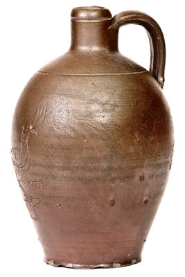 Rare North Carolina Stoneware Jug w/ Incised Bird Design