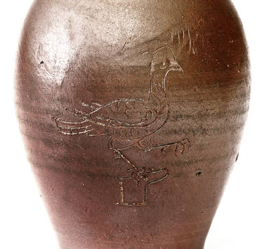 Rare North Carolina Stoneware Jug w/ Incised Bird Design
