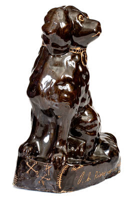 Unusual Midwestern Stoneware Presentation Spaniel Figure, Inscribed 