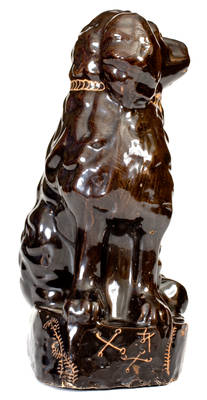Unusual Midwestern Stoneware Presentation Spaniel Figure, Inscribed