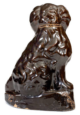 Unusual Midwestern Stoneware Presentation Spaniel Figure, Inscribed 